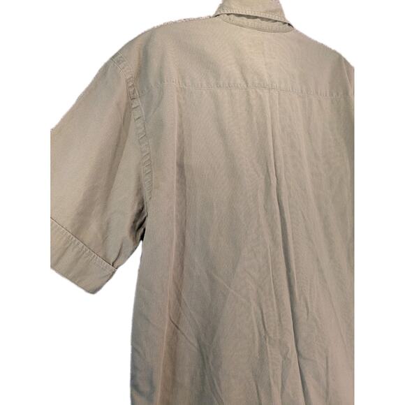 Vintage Hobie Short Sleeve Button Down Shirt L Army Green Corduroy Surf Logo - Picture 4 of 9